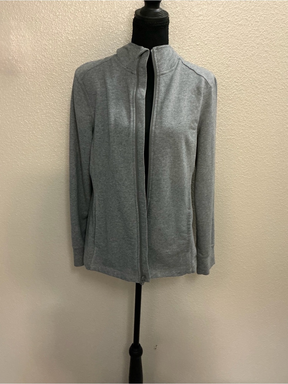 Danskin Light Gray Full-Zip Crew Jacket
